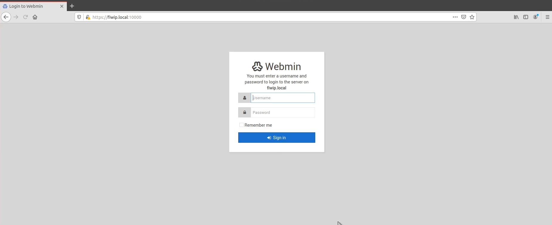 Webmin - Login Page